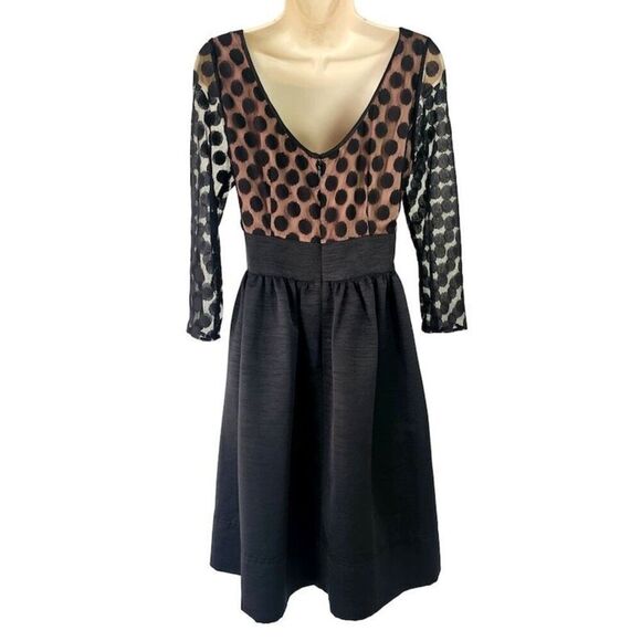 ✨Eliza J Black on Nude Polka Dot Mesh Dress Size 10✨ - Picture 8 of 16